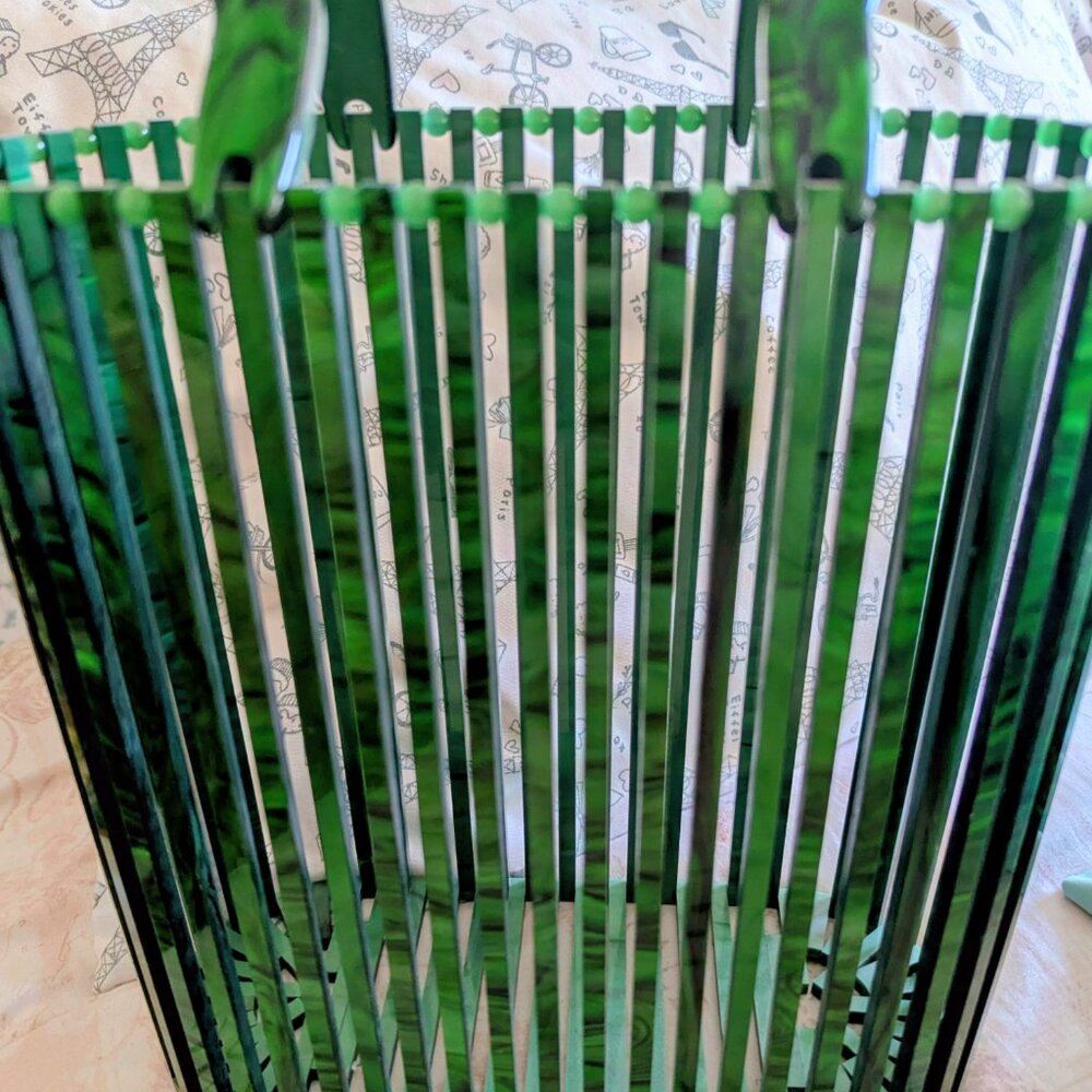 Retro Vintage Look Tiki Purse-Green Retrolite Bamboo Look Tote/Handbag - Picture 15 of 16